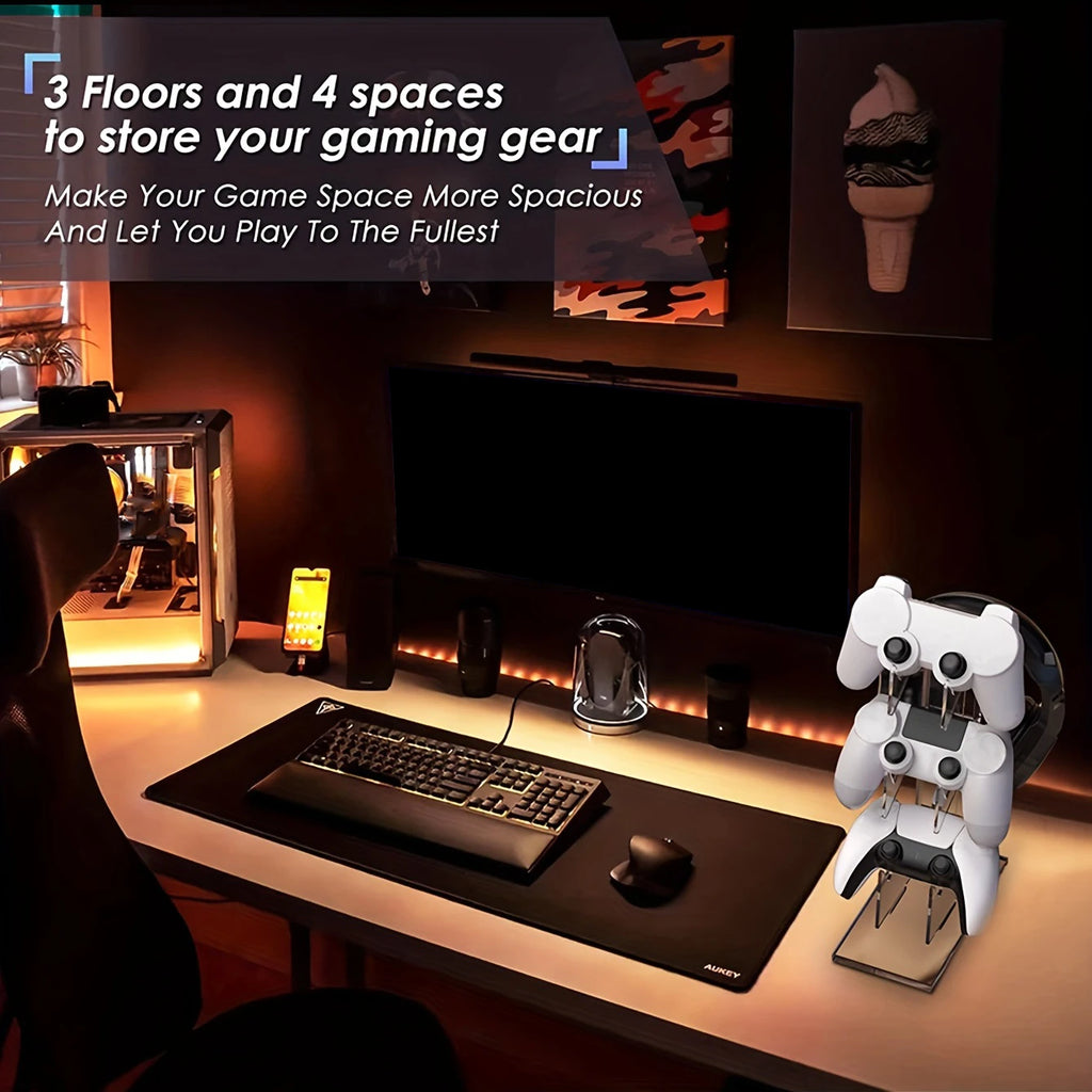 Universal 3-layer controller holder and headphone holder