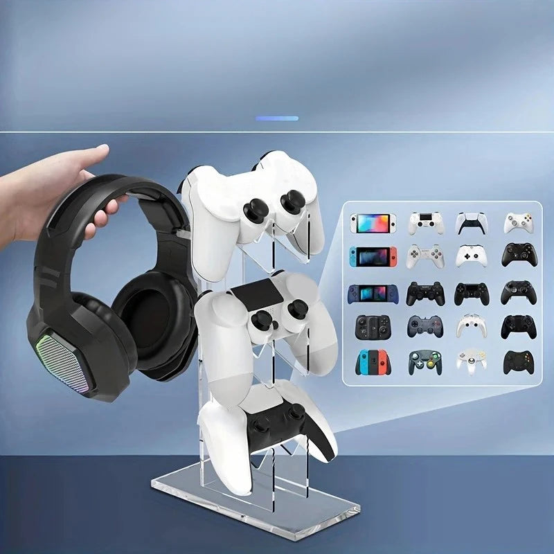 Universal 3-layer controller holder and headphone holder